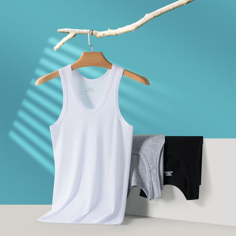 2025 Spring/Summer Men's Pure Cotton Vest, Youthful Shoulder Vest, Sports Fitness Quick-Drying Sleeveless T-Shirt, Men's Base Layer Shirt Wholesale