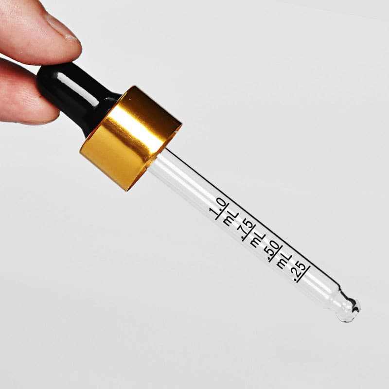 In Stock Graduated Glass Tube with Electroplated Aluminum Dropper Cap, Gold Ring, Silver Ring, Black Ring, Threaded Ring, Flower Basket, for Essential Oil Bottles