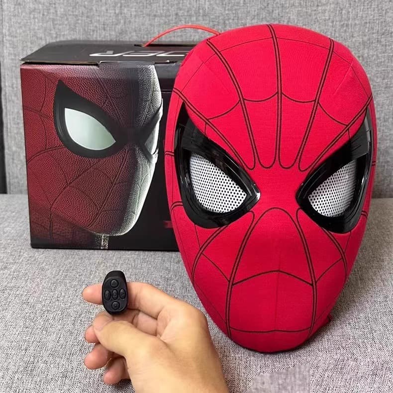 Amazing Spider-Man Headpiece with Movable Eyes, Electric Ring, Fully Automatic Touch Glow Mask, Expedition Miles for Men