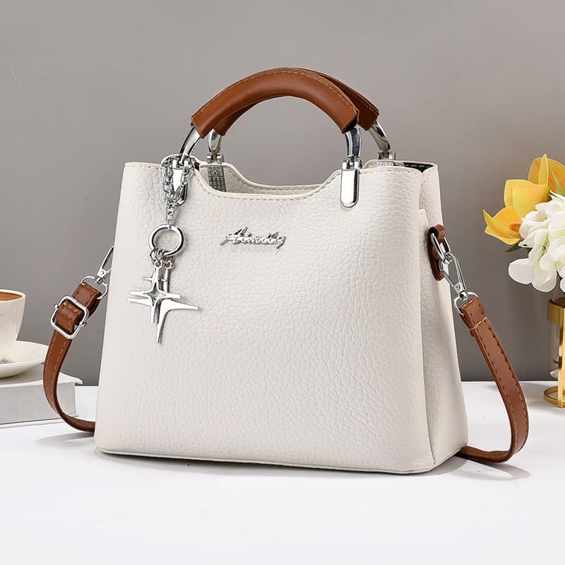 Women's textured shoulder bag, simple and versatile handbag, soft leather, large capacity, commuter bag for women, cross-border bags