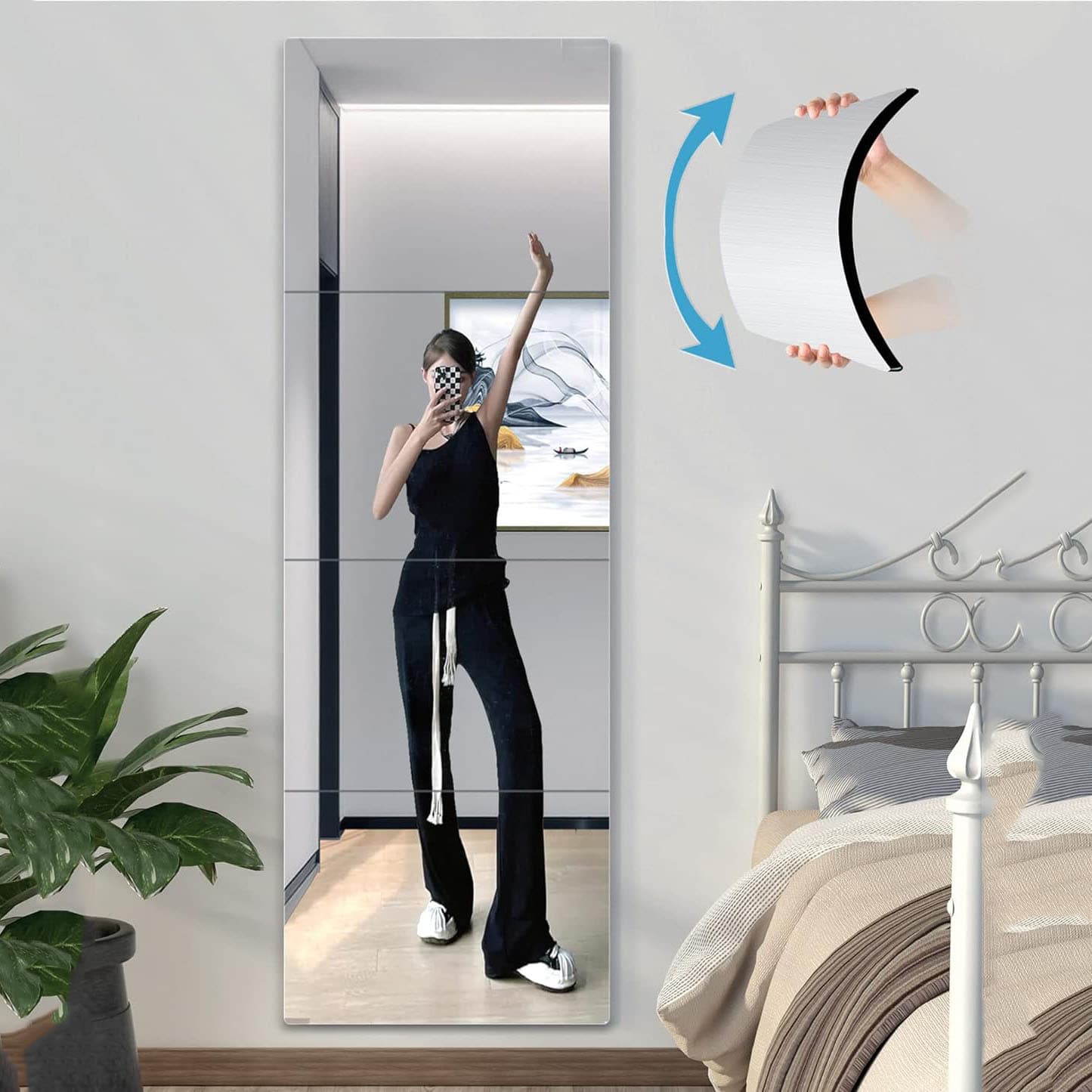 Cross-Border Hot-Selling Self-Adhesive Mirror Wall Stickers Shatterproof Soft Acrylic Mirror for Home Bedroom Dorm