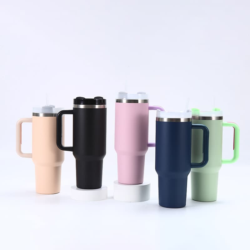 Cross-border New Second Generation 40oz Car Cup Large Capacity 304 Stainless Steel Handle Ice Cream Cup with Straw Vacuum Cup