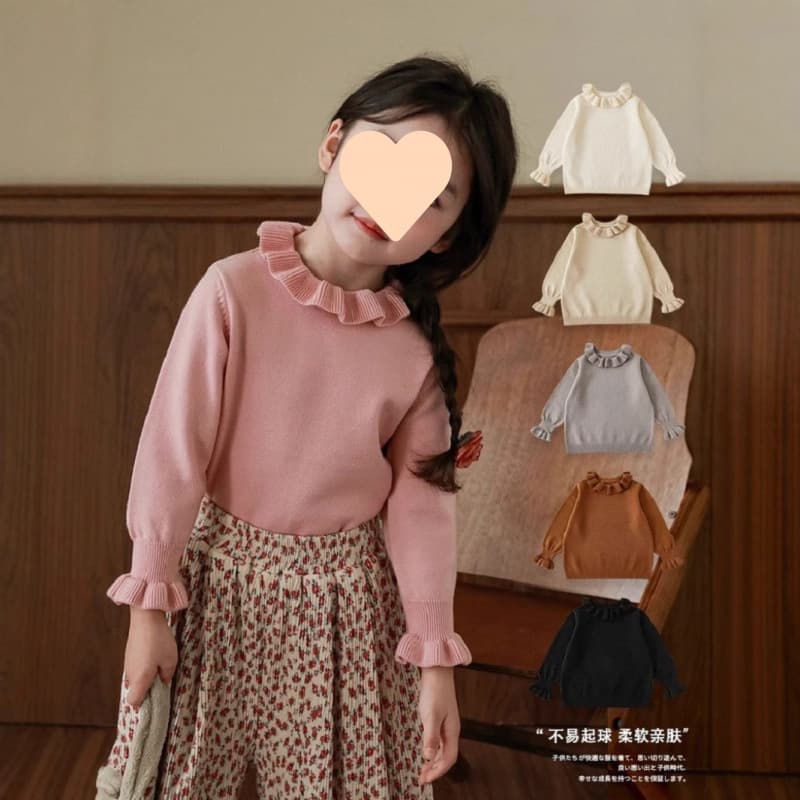 Autumn Winter Girls Sweater Baby Girl Ruffle Collar Knit Long Sleeve Pullover Solid Color Base Layer Children Top Sweet Style