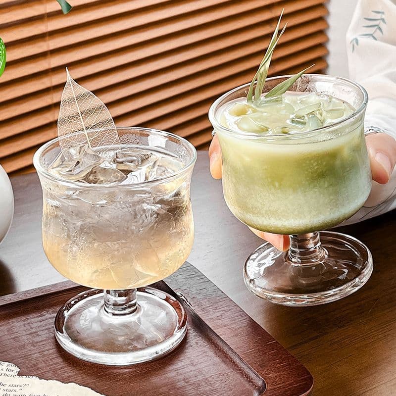 ins high-end glass cocktail, high-looking, short, high-footed, bubble dessert, juice, creative wine glass, water cup