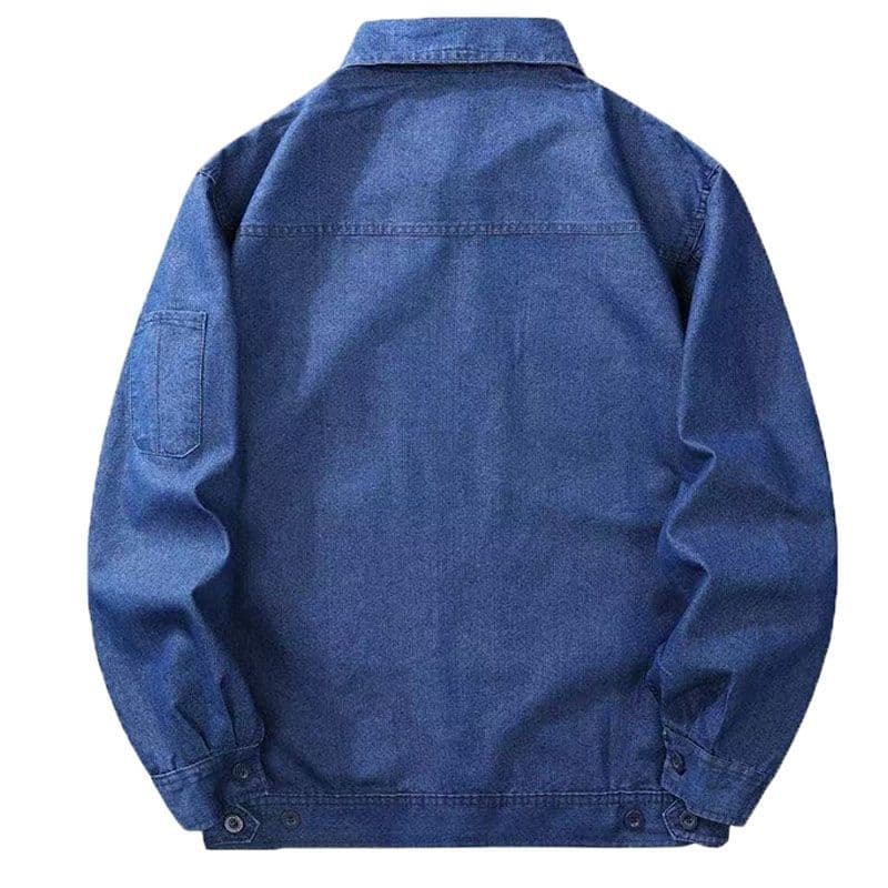 Long-Sleeve Summer Thin Denim Workwear Set for Men, Anti-Scald, Wear-Resistant, Reflective, for Auto Repair and Construction Sites