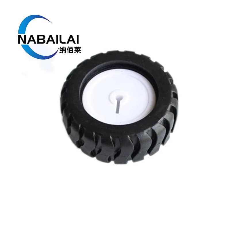D-shaft rubber tires, robot accessories, 43MM tracking car model wheels, compatible with N20 reduction motors