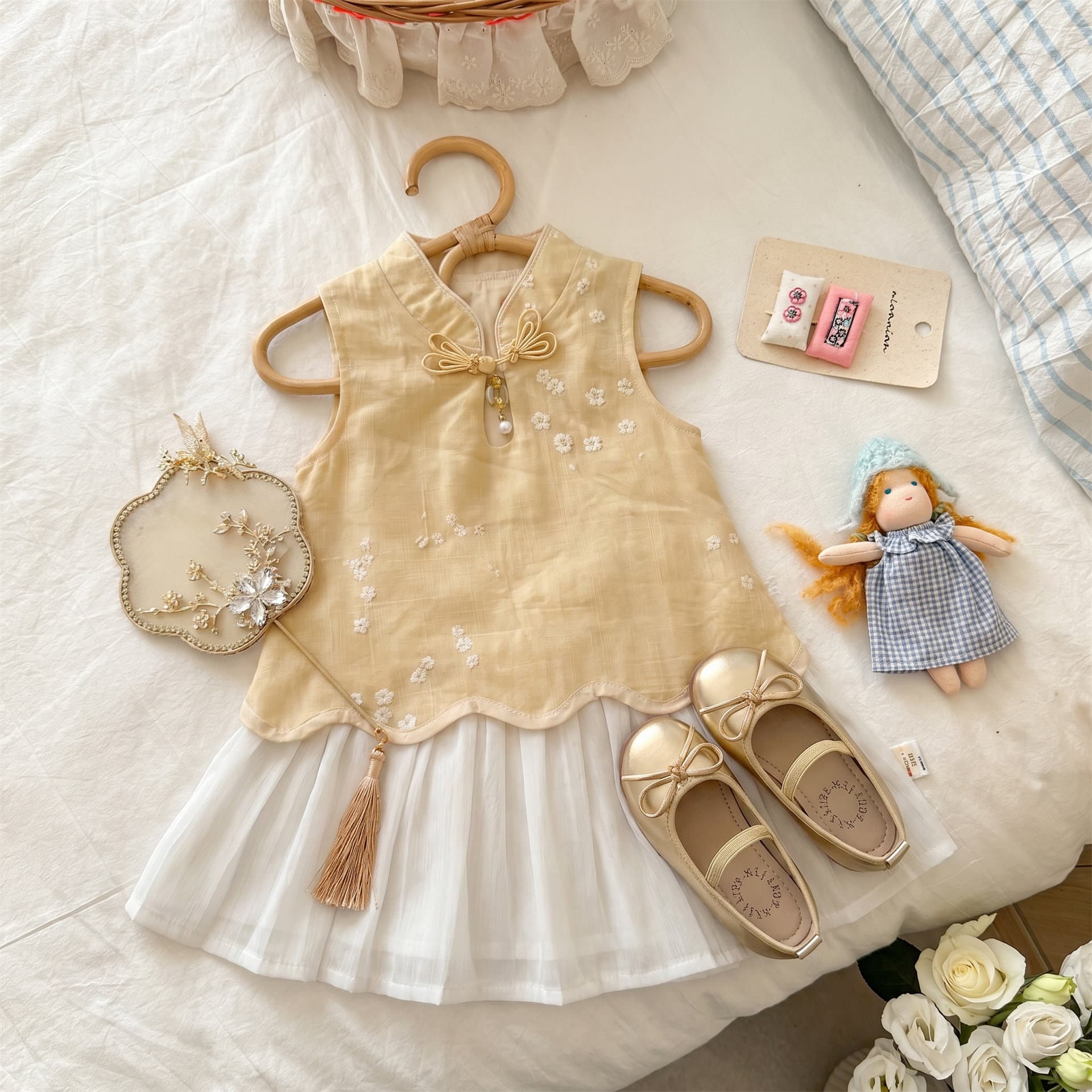 Girls' Western Style Sleeveless Cheongsam Dress Summer New Chinese Style Improved Hanfu Baby Daily Release Chinese Style Skirt