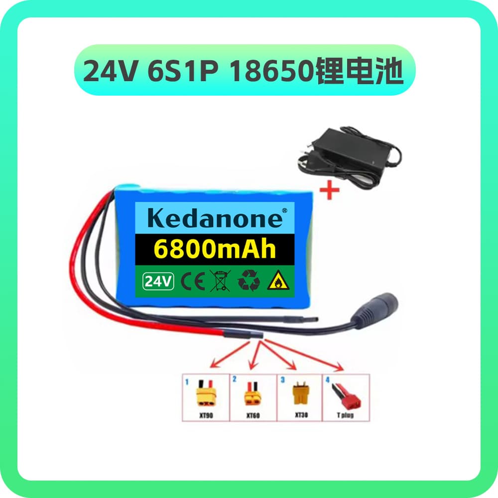 18650 Lithium Battery 24V 6S1P 6800mAh Rechargeable Battery Pack with BMS + Charger