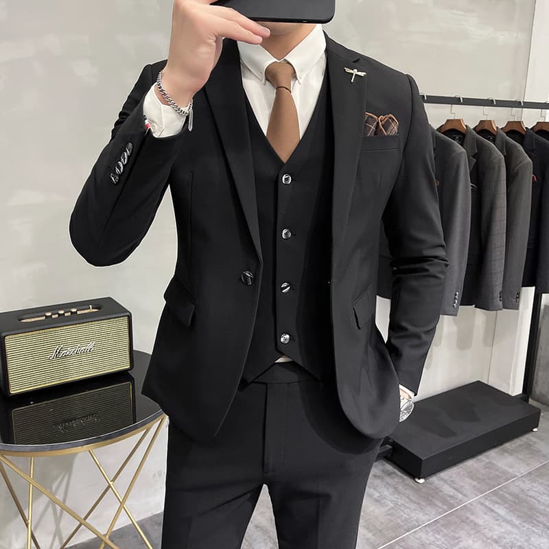 2022 Spring/Autumn Big Size Men's Suit Set Men's Three-Piece Wedding Groom Suit Formal Suit Casual Suit