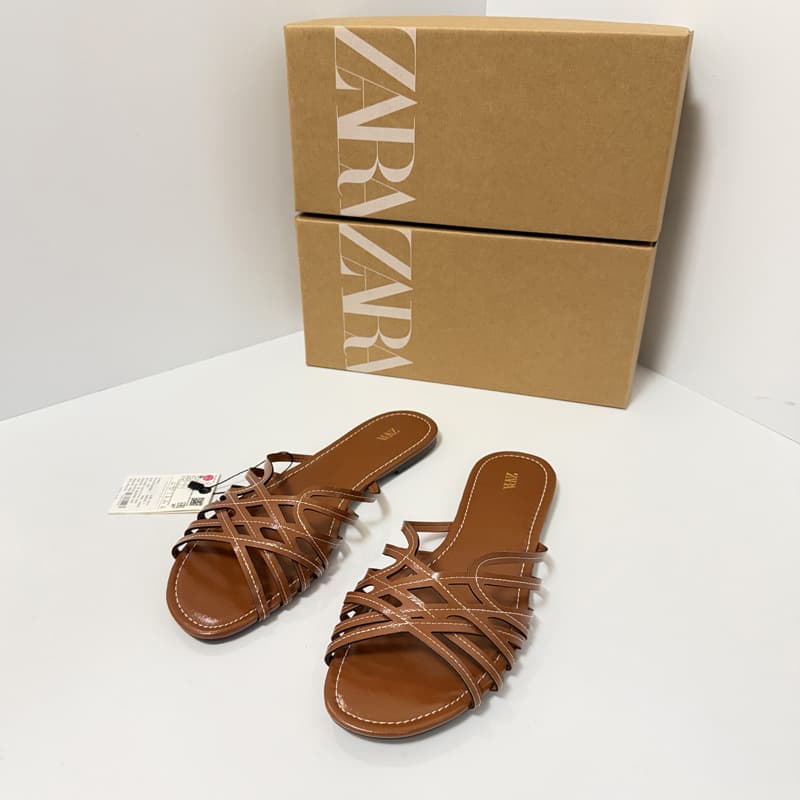 ZA Cross-Border Trade New 2026 Summer Sandals Women Flat Cross Strap Fashion Hollow Open Toe Beach Slippers