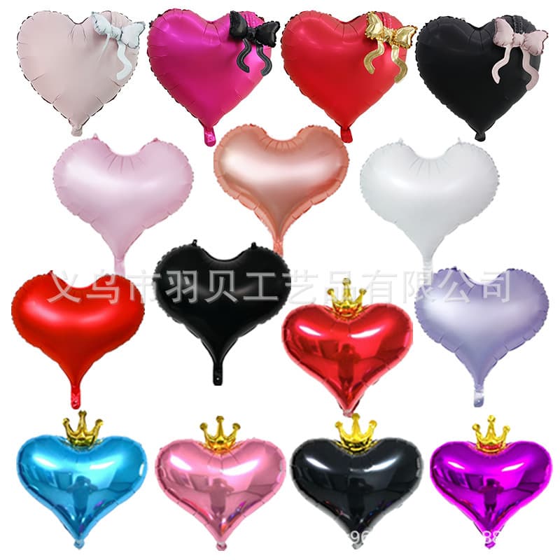 22-inch Love Ins Style Aluminum Foil Balloon 19-inch Crown Love Heart Valentine's Day Decoration Elegant Love Heart Floating Balloon
