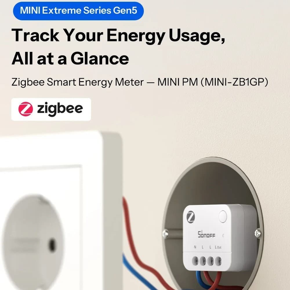 SONOFF MINI-ZB1GP Zigbee Energy Meter 16A Energy Tracking Calculation Overload Overcurrent