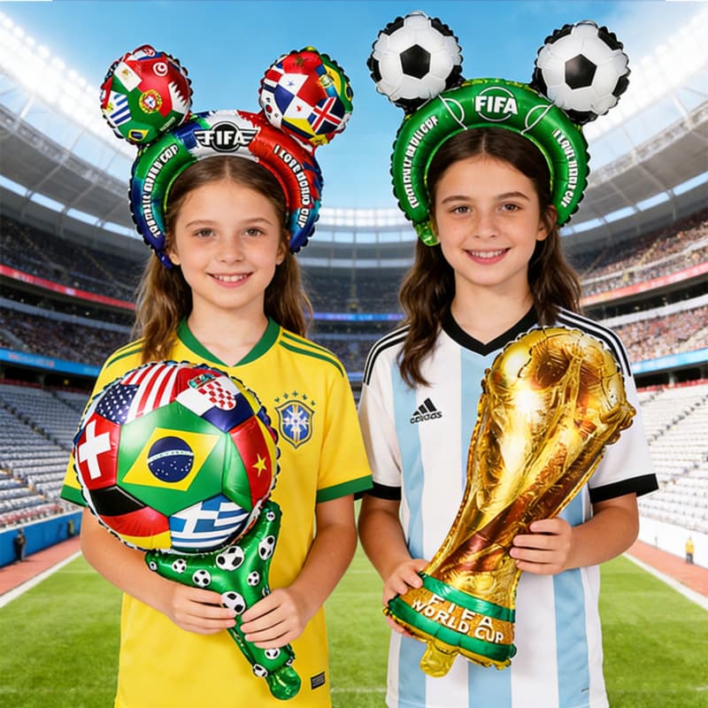 2026 FIFA World Cup Themed Decorative Balloon Headband, World Cup Handheld Balloon, World Cup Trophy Balloon
