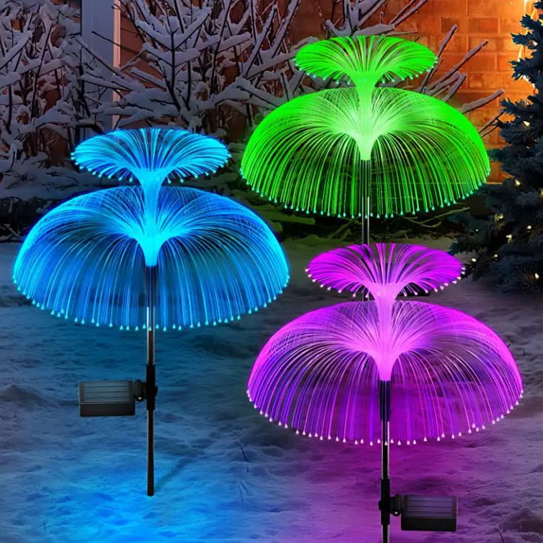 Solar Jellyfish Light Outdoor Waterproof Colorful Ground Insert Lawn Light Garden Ambience Decoration Christmas Decor