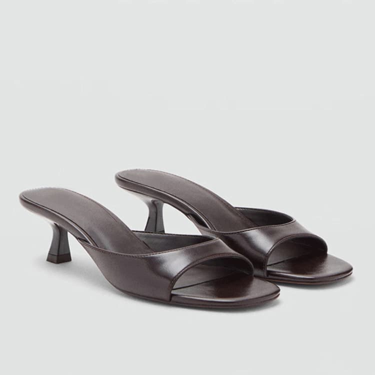 Women's Sandals 2026 Summer Shallow Mule Heels Thin High Heels One-Strap Open-Toe Slippers for Women Outdoor Wear