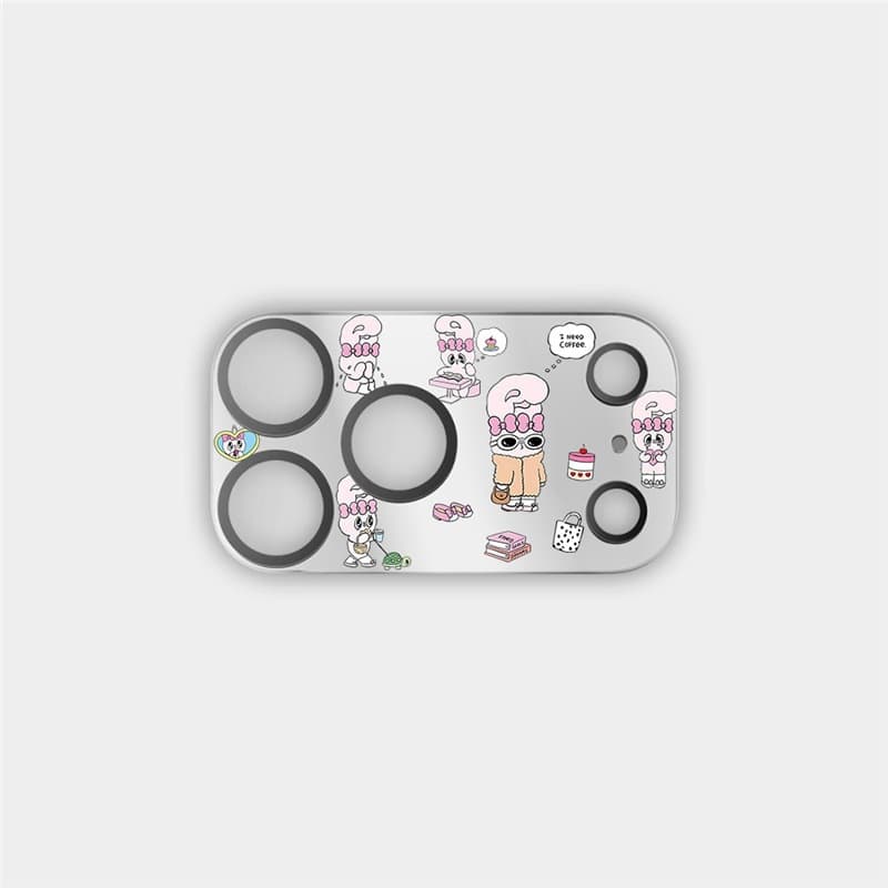 Compatible with Apple iPhone 17 Pro Max / 17 Pro, Cartoon Rabbit Lens Protector, iPhone Mirror Film, Cute Sticker