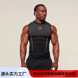 New GYMSHARK Fitness Vest Men's Top Casual Breathable Tight Fit Running Training Short Sleeve Muscle Shark