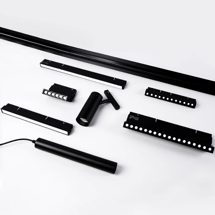 Magnetic Track Lights Recessed/Surface-Mounted Set, No Main Light, Living Room and Bedroom Linear Floodlights