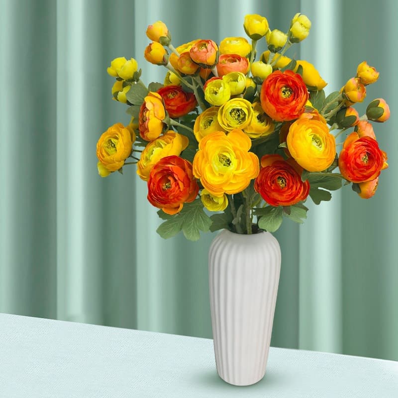 12 Heads Ranunculus Artificial Flowers for Home Table Decor