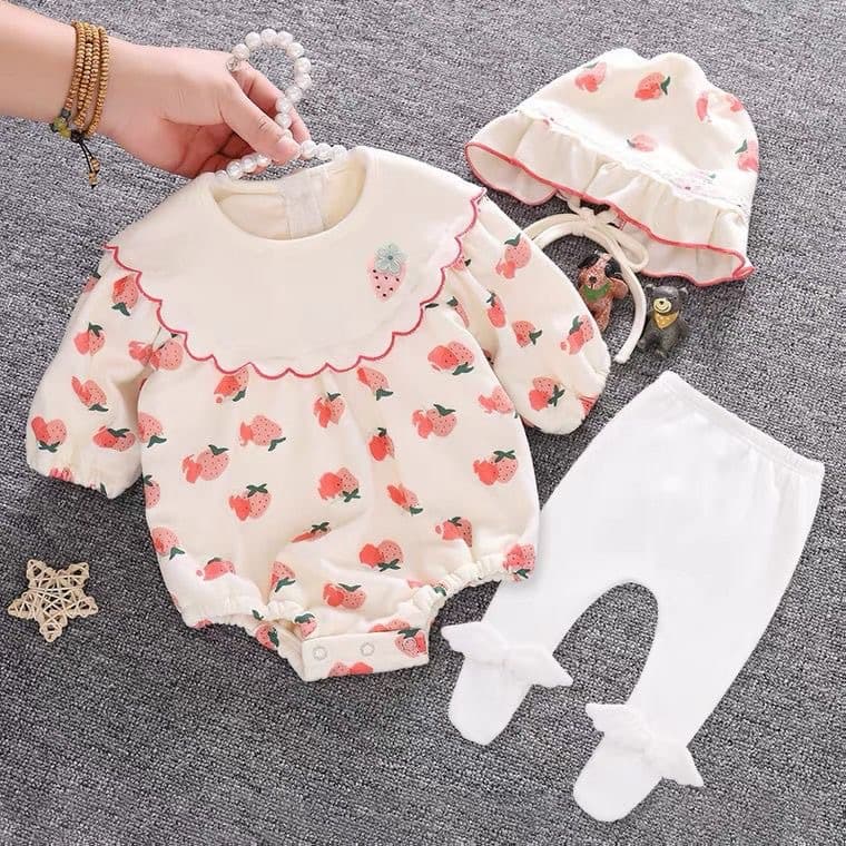 Baby Spring and Winter Bodysuit, Newborn 100 Days Full Month Baby Clothes, Princess Autumn Winter Set, Onesie for Spring and Autumn