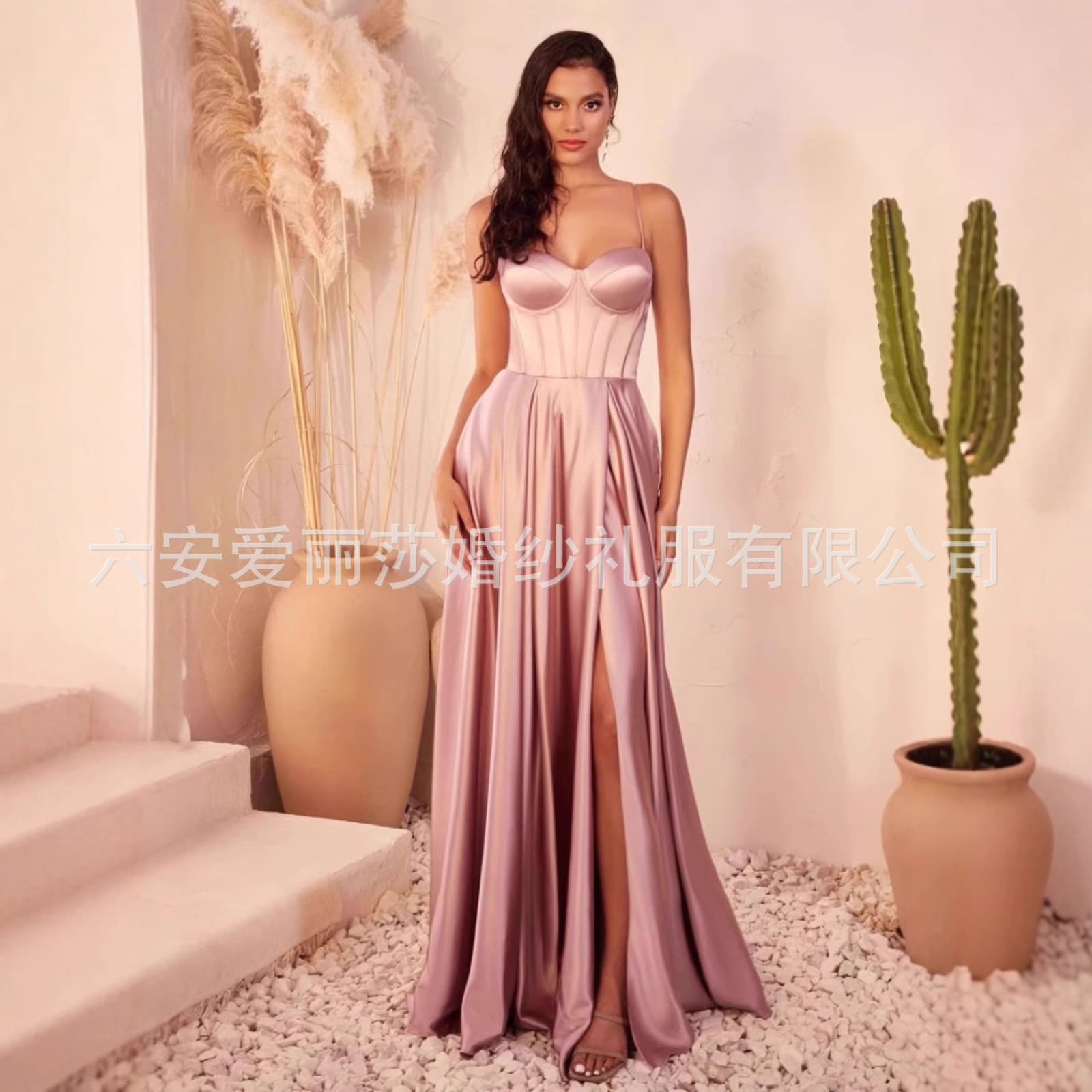 Elegant Satin Off-Shoulder Pleated Backless Hostess Long Dress with Spaghetti Straps, Sleeveless Fitted Bridesmaid Dress