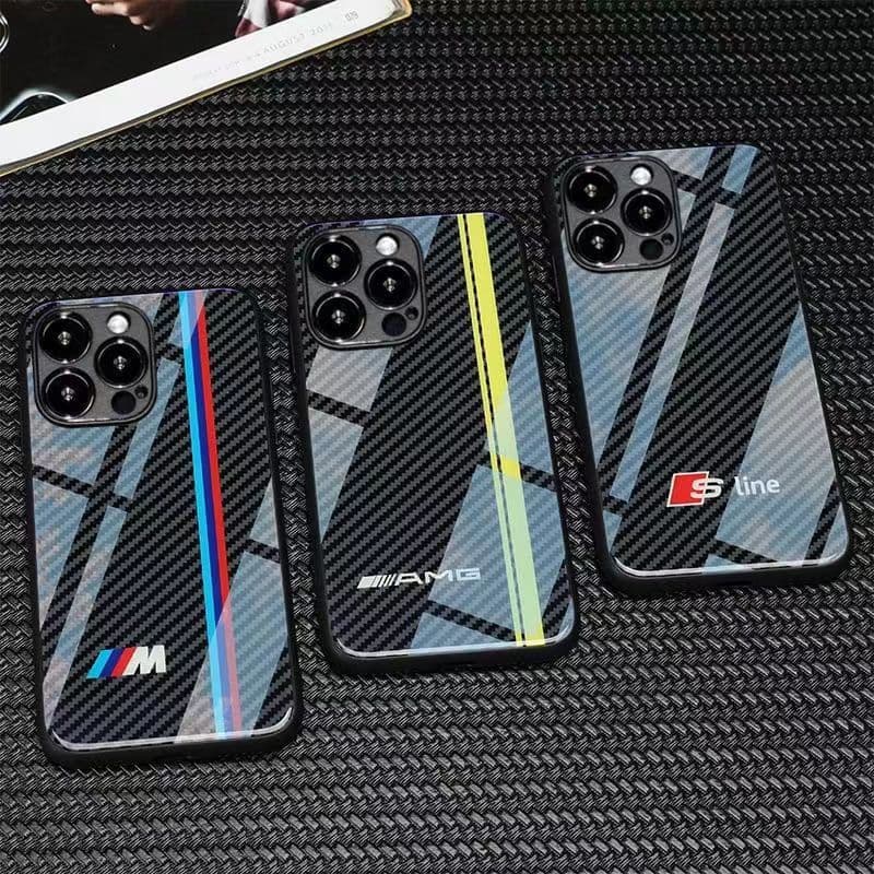Suitable for Apple 17 Pro Max Phone Case, iPhone 16 Tempered Glass, 15 Carbon Fiber Pattern, 13 Car Logo, 13 Full Coverage