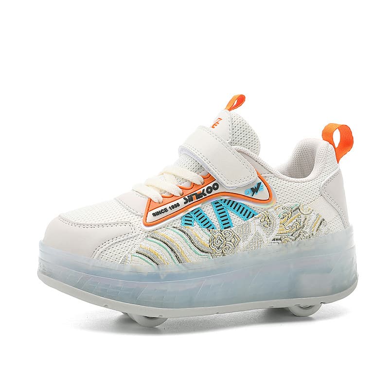 2406 Children's Heelys with Twist Buckle LED Flashing Shoes Four-Wheel Roller Skates Boys Kids Sneakers Sports Shoes for Older Children