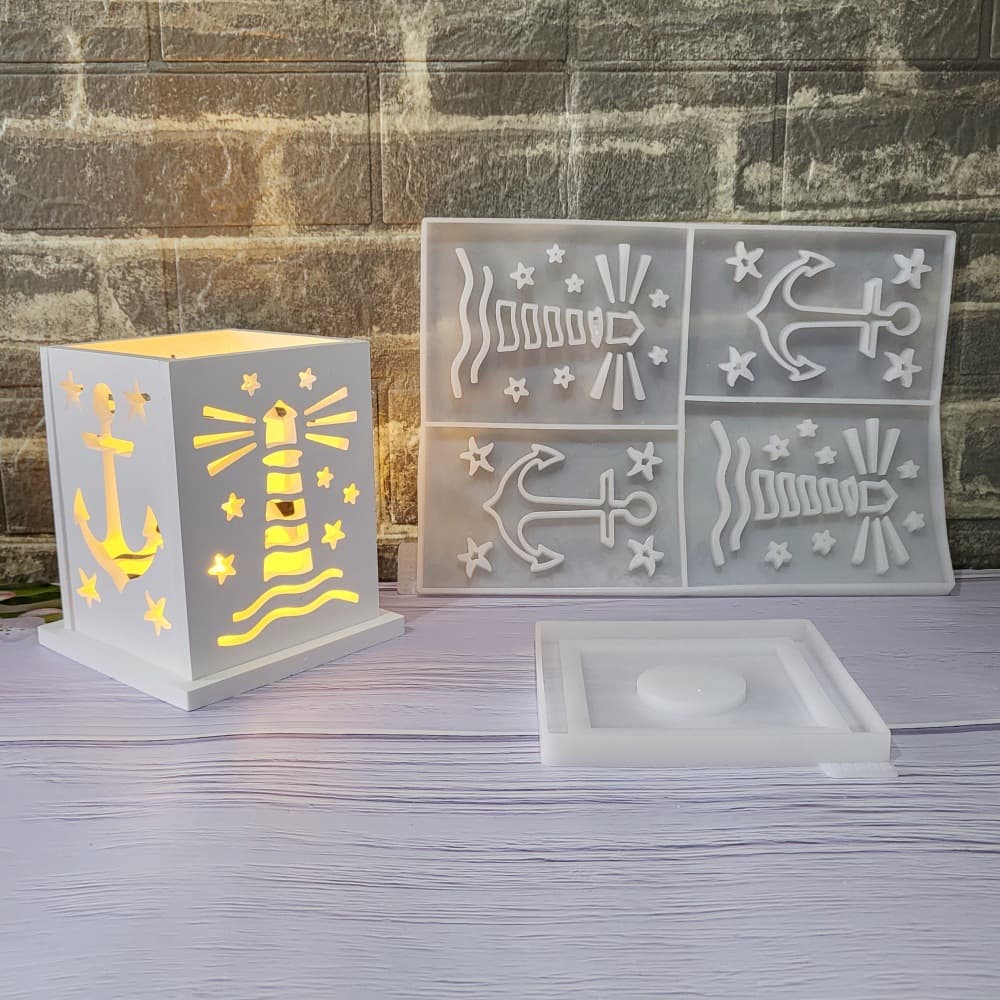 S1976+S0828 Lighthouse Anchor Projection Wall Combination Decorative Cement Plaster Mold DIY Silicone Mold