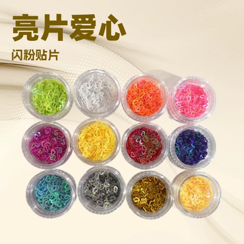 Heart Nail Art Glitter, Love Eye Makeup Glitter Powder, Sequins, Crystal Mud, Slime, Glass Beads, Tax Excluded