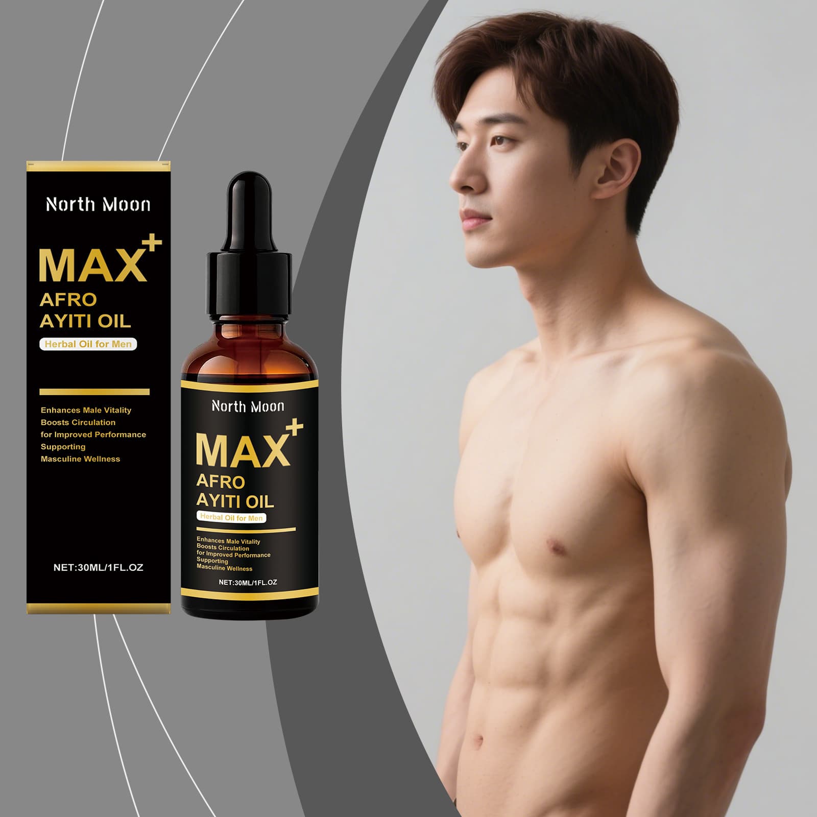 NORTH MOON Men's Body Massage Oil Nourishing Men's Body Enhances Vitality Daily Care Massage Oil