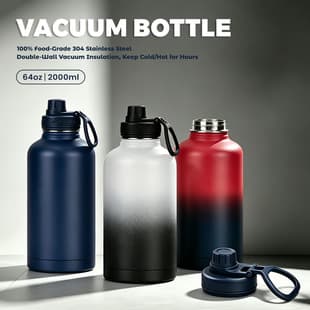 2026 New Stainless Steel Insulated Cup Large Capacity Portable Sports Camping Water Bottle Cross-Border 64oz Vacuum Space Bottle