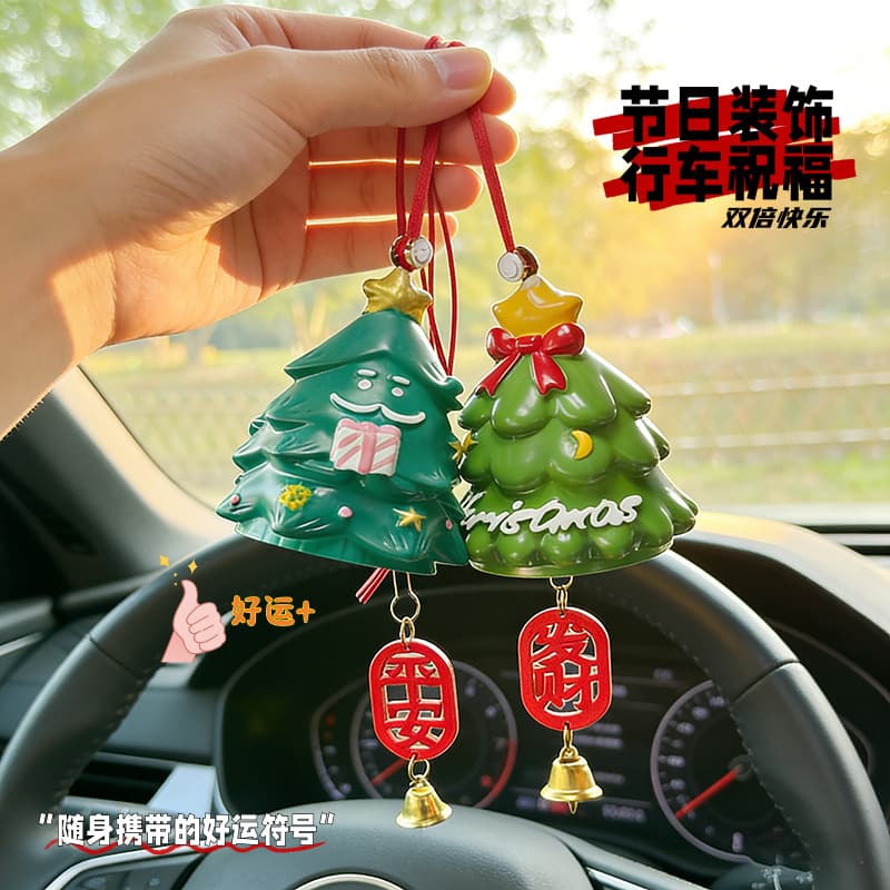 Christmas Tree Peace Pendant Car Hanging Ornament Car Essential Interior Rearview Mirror Decoration Trendy Car Accessory
