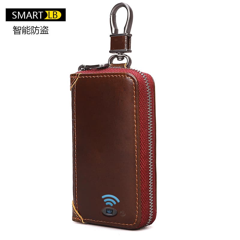 Best-selling Leather Key Case for Men, Multi-functional Retro Smart Anti-loss Zipper Key Holder for Car Keys, Unisex