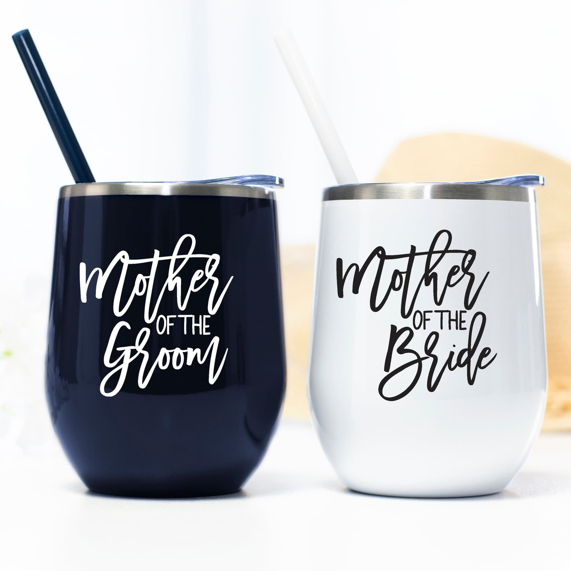 Mother of Bride & Groom Themed Black and White Thermos Cup Classy Wedding Souvenirs Cross-Border Hot Sale