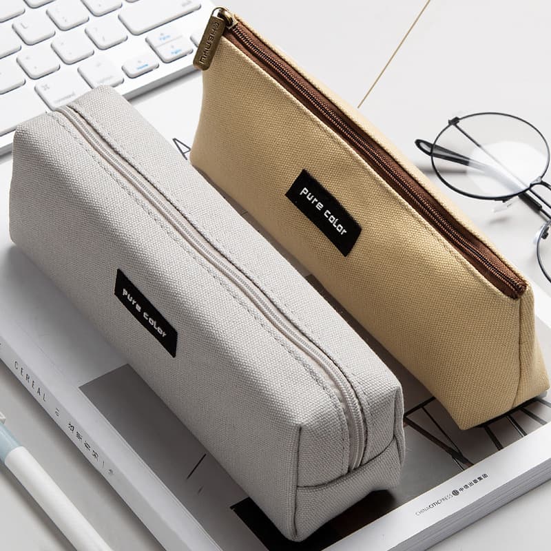 Canvas pencil case large capacity high school student simple pencil case pencil case boy elementary school student cute pencil case female ins