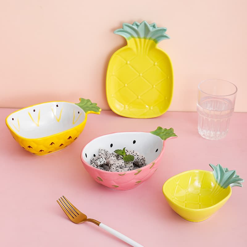 INS Creative Cartoon Ceramic Bowls and Plates Household Small Cute Salad Bowl Dessert Bowl Fruit Plate Children's Tableware