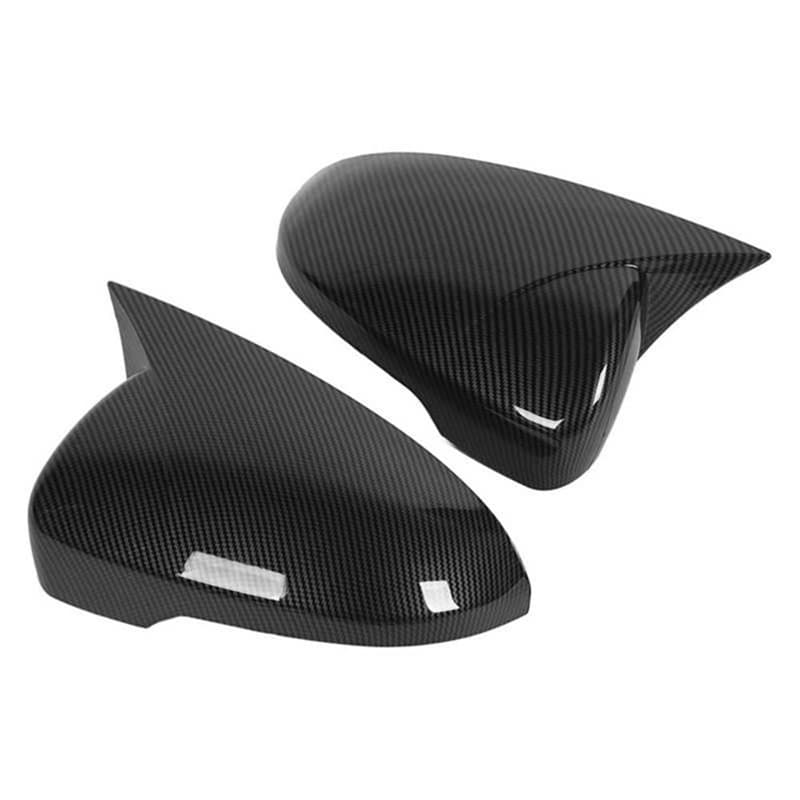 Compatible with 15-20 Tucson Rearview Mirror Cover Carbon Fiber Pattern Horn Style Mirror Housing Glossy Black Decoration