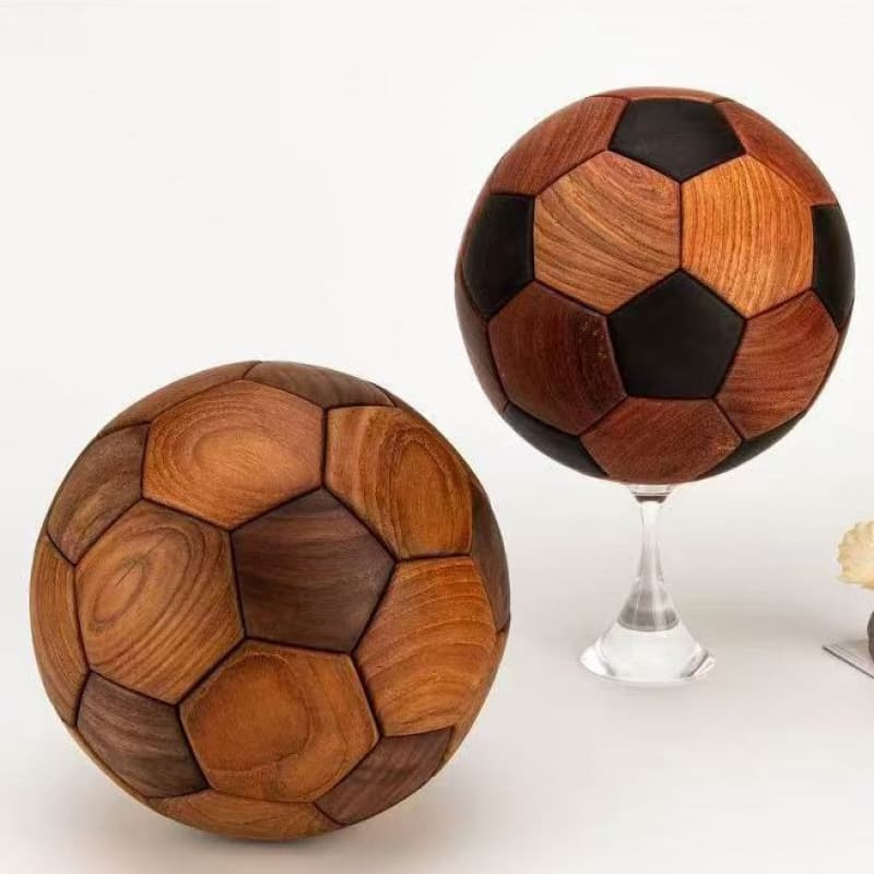 Luban mortise and tenon football solid wood creative hand-spliced black walnut beech teak fan gift solid wood football