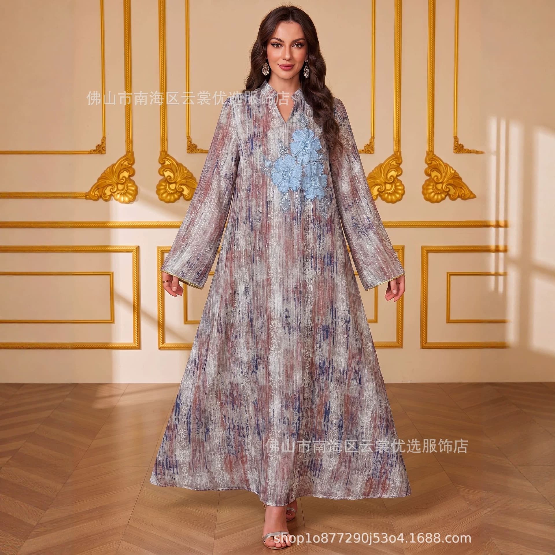 CG843 Spot appliqué long skirt elegant texture cross-border foreign trade long women's dress