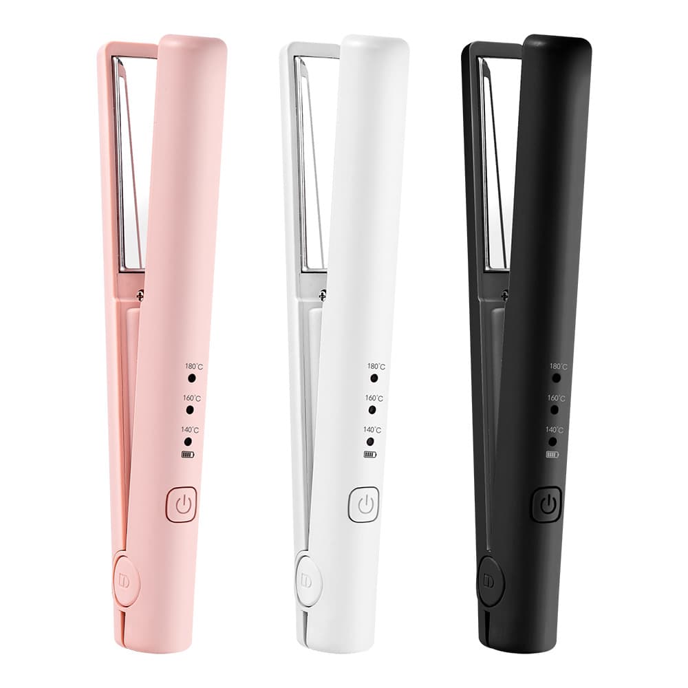 Mini USB Rechargeable Clamp Wireless Curling Iron Low Power Straightener Portable Straight and Curl 2-in-1 for Cross-border E-commerce