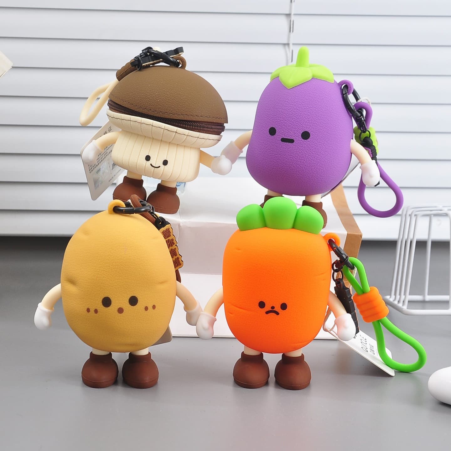 Q version silicone headphone bag coin purse vegetable series cartoon bag storage bag