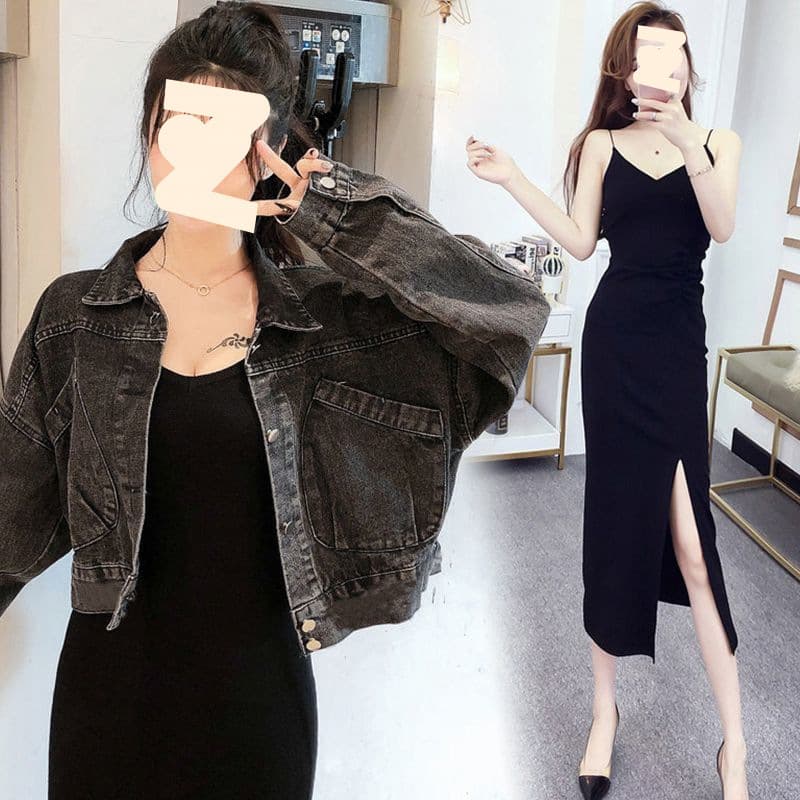 Korean Style Black Petite Loose Short Jacket 2025 Denim Jacket Women's Spring Autumn Casual Versatile
