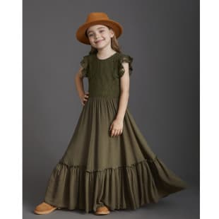 Amazon New Children's Dress Girls Gown Kids Wedding Lace Long Dress Medium to Large Host Piano Dress