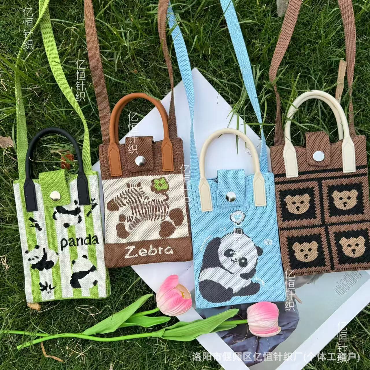 New Cartoon Crossbody Phone Bag Fashion Design Knitted Phone Pouch Versatile Shoulder Handbag Premium Feel