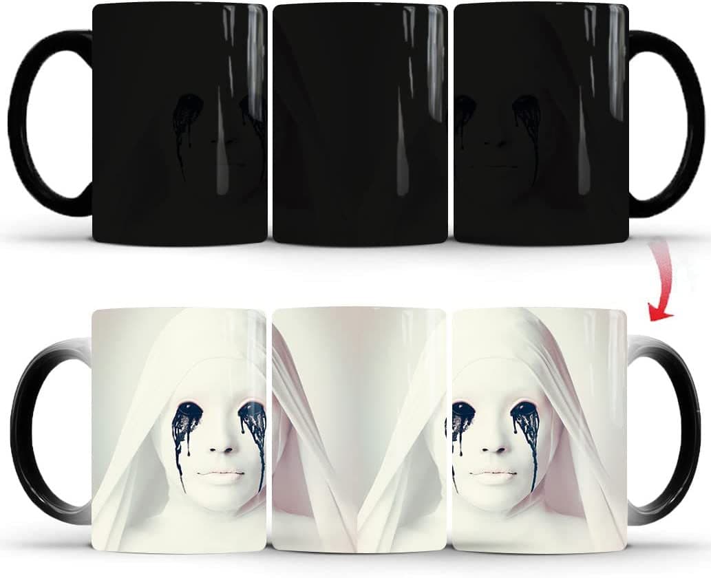 Ceramic Color Changing Halloween Coffee Mug 'American Horror Story' Design Spooky Terror Theme Ideal for Gifting And Parties