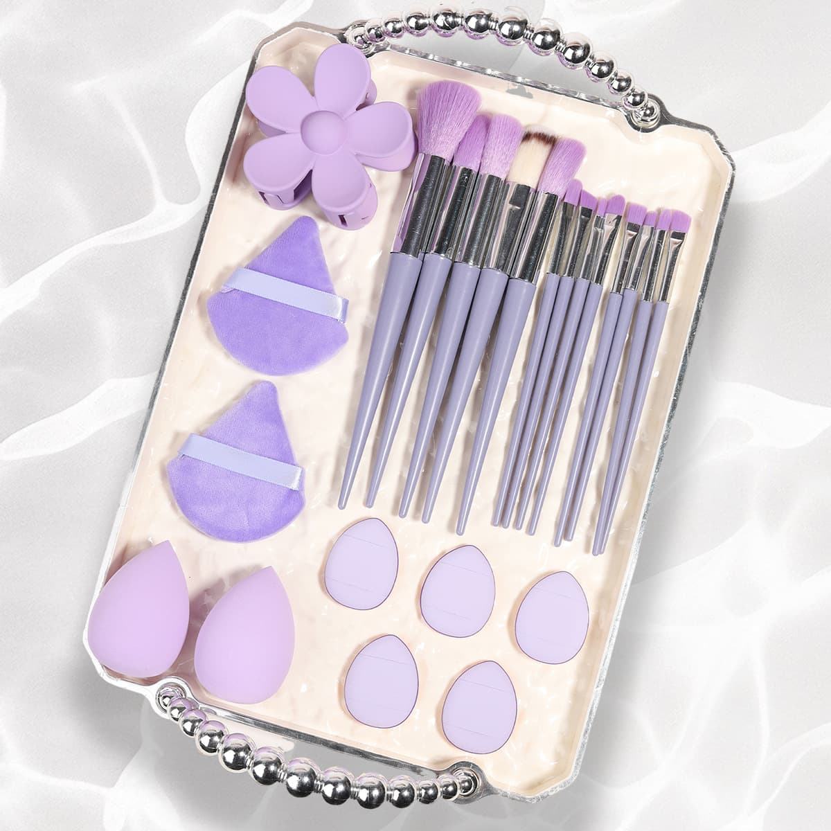 Fengpin Soft Makeup Sponge Triangle Thumb Powder Puff Makeup Cleansing Coral Velvet Headband Makeup Brush Claw Clip Set