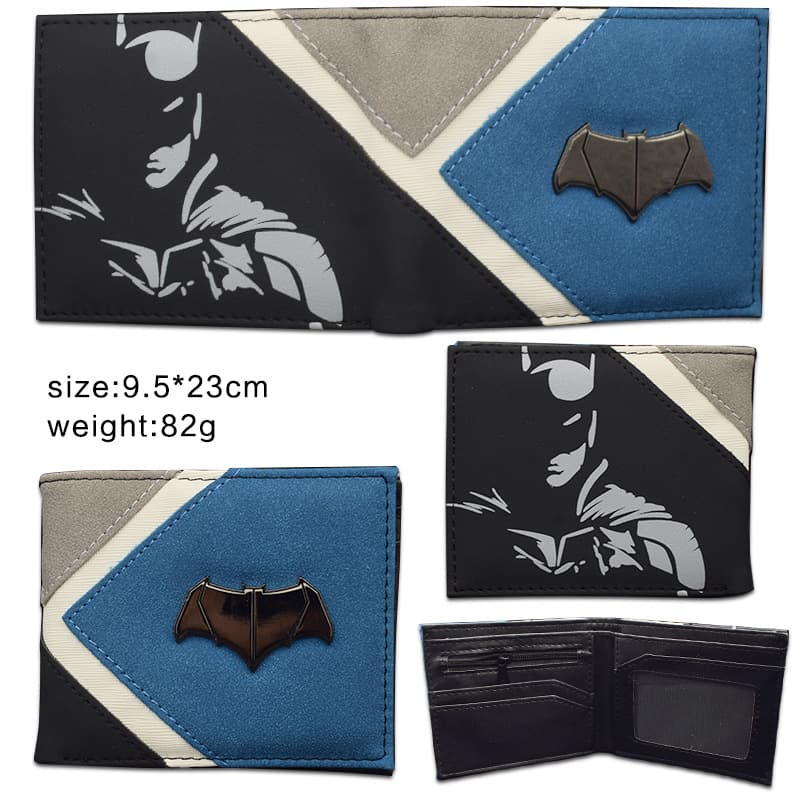 DC Comics Heroes Justice League Batman Metal Patch PU Student Wallet Card Holder