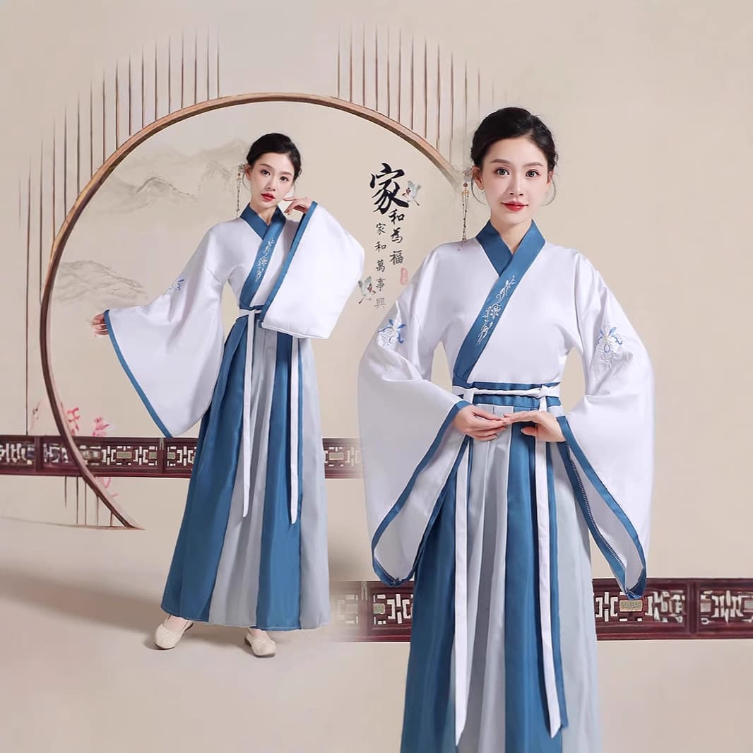 Traditional Chinese costumes for adults, Hanfu, and children, including boys and girls, with Chinese style, perfect for coming-of-age ceremonies, recitations, and performances.