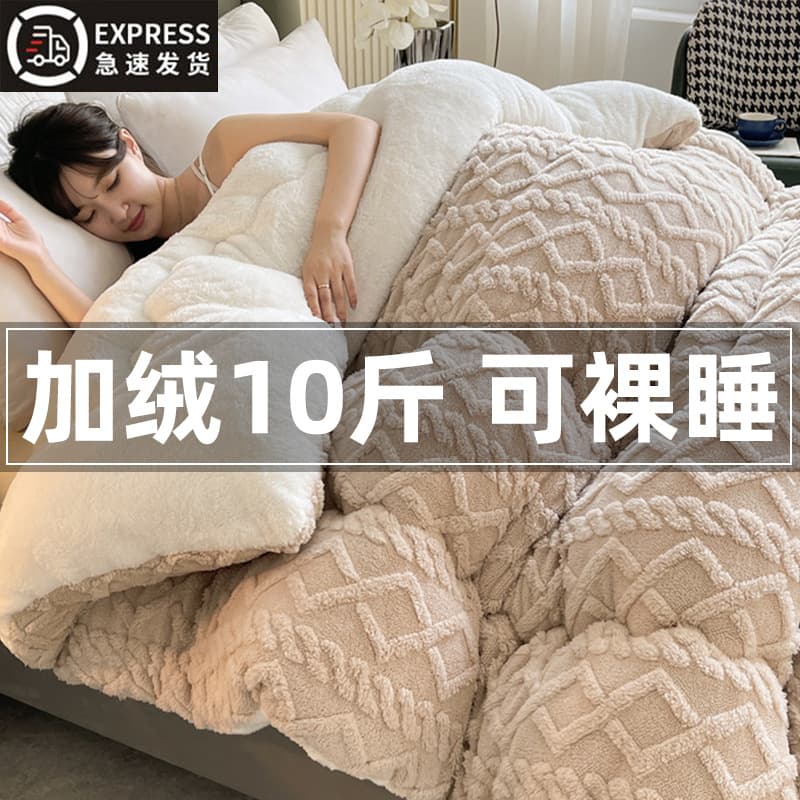 Lamb milk velvet warm winter thickened quilt blanket nap sofa cover quilt winter quilt spring and autumn quilt core