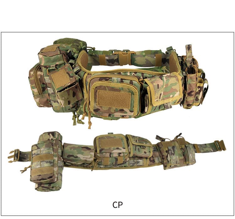 YAKEDA Camouflage Multi-Functional 5-Piece Tactical Waist Belt Security Modular Belt Accessory Pouch Tactical Waist Bag